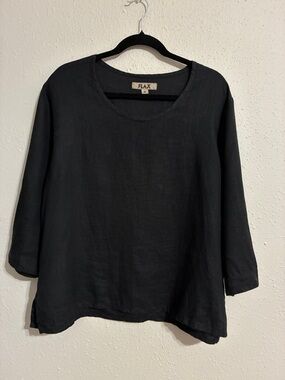 Flax Black Linen Scoop Neck Tunic